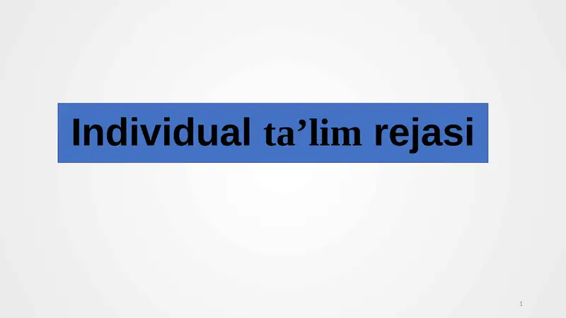 Individual ta’lim rejasi