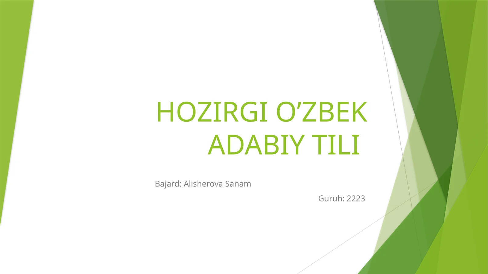 Hozirgi o’zbek adabiy tili kursining maqsadi va vazifalari