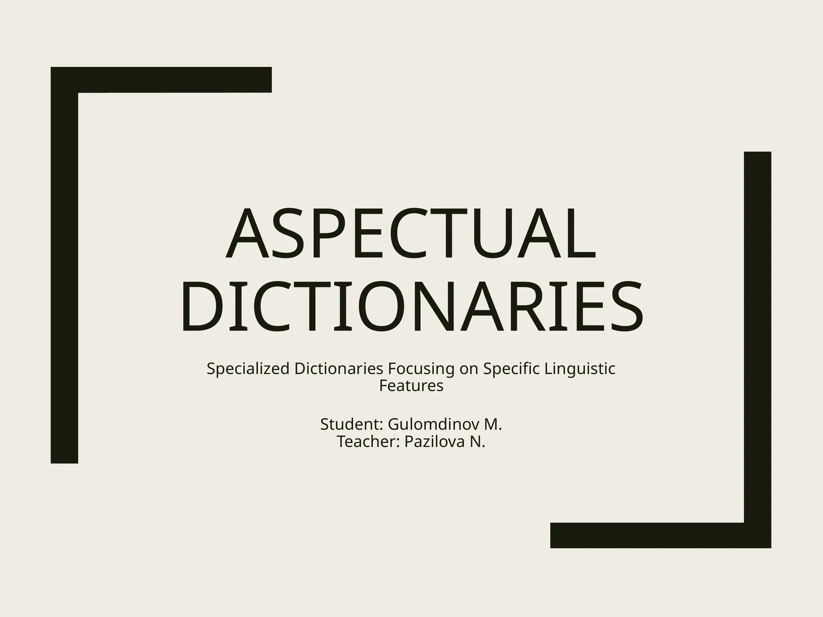 Aspectual Dictionaries