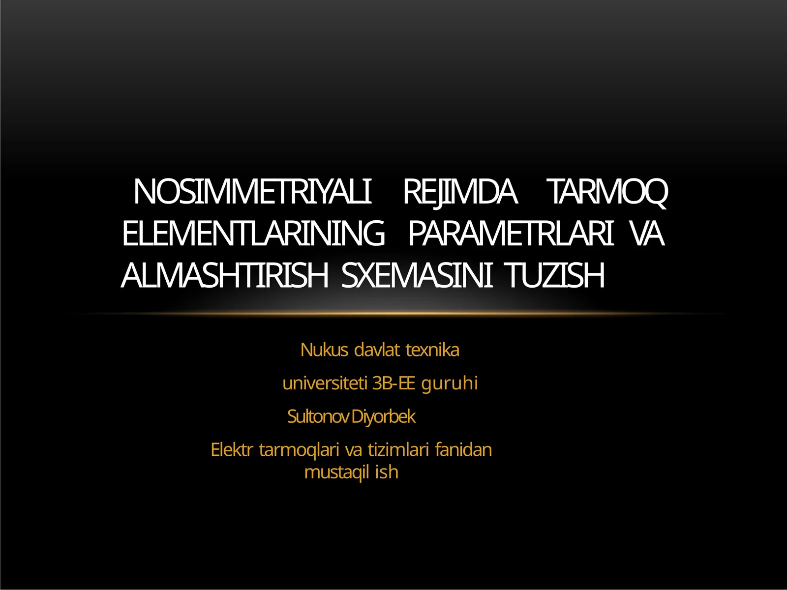 NOSIMMETRIYALIREJIMDATARMOQELEMENTLARININGPARAMETRLARIVAALMASHTIRISHSXEMASINITUZISH