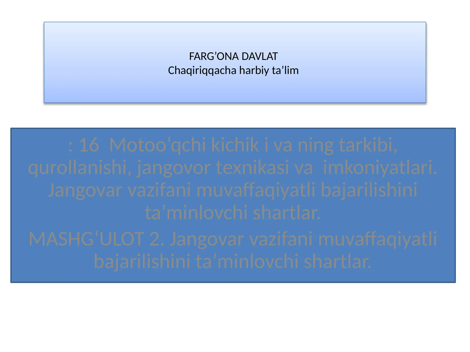 Motoo‘qchi kichik i va ning tarkibi, qurollanishi, jangovor texnikasi va imkoniyatlari