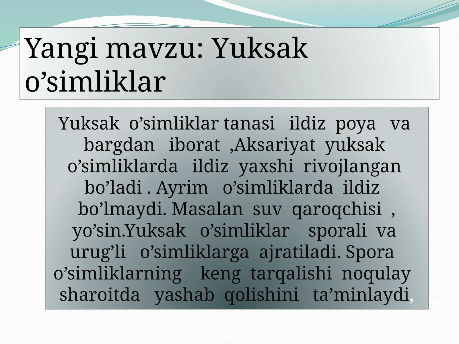 Yuksako’simliklar