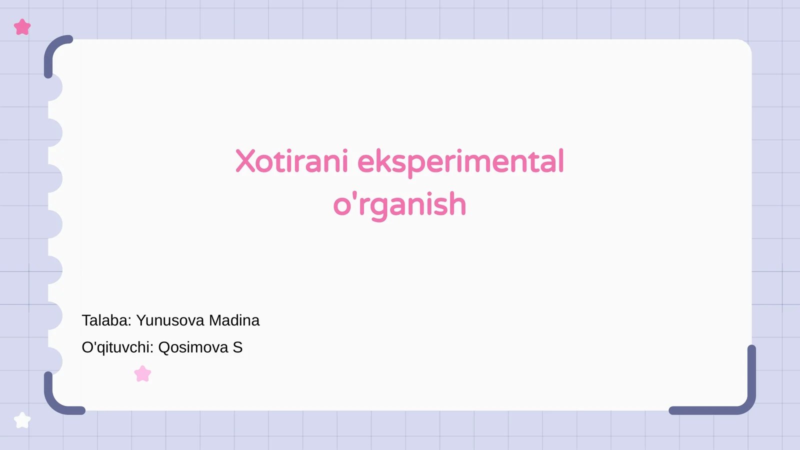 Xotirani eksperimental o'rganish
