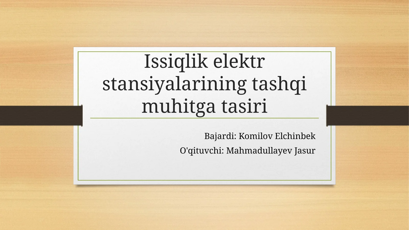 Issiqlik elektr stansiyalarining tashqi muhitga tasiri