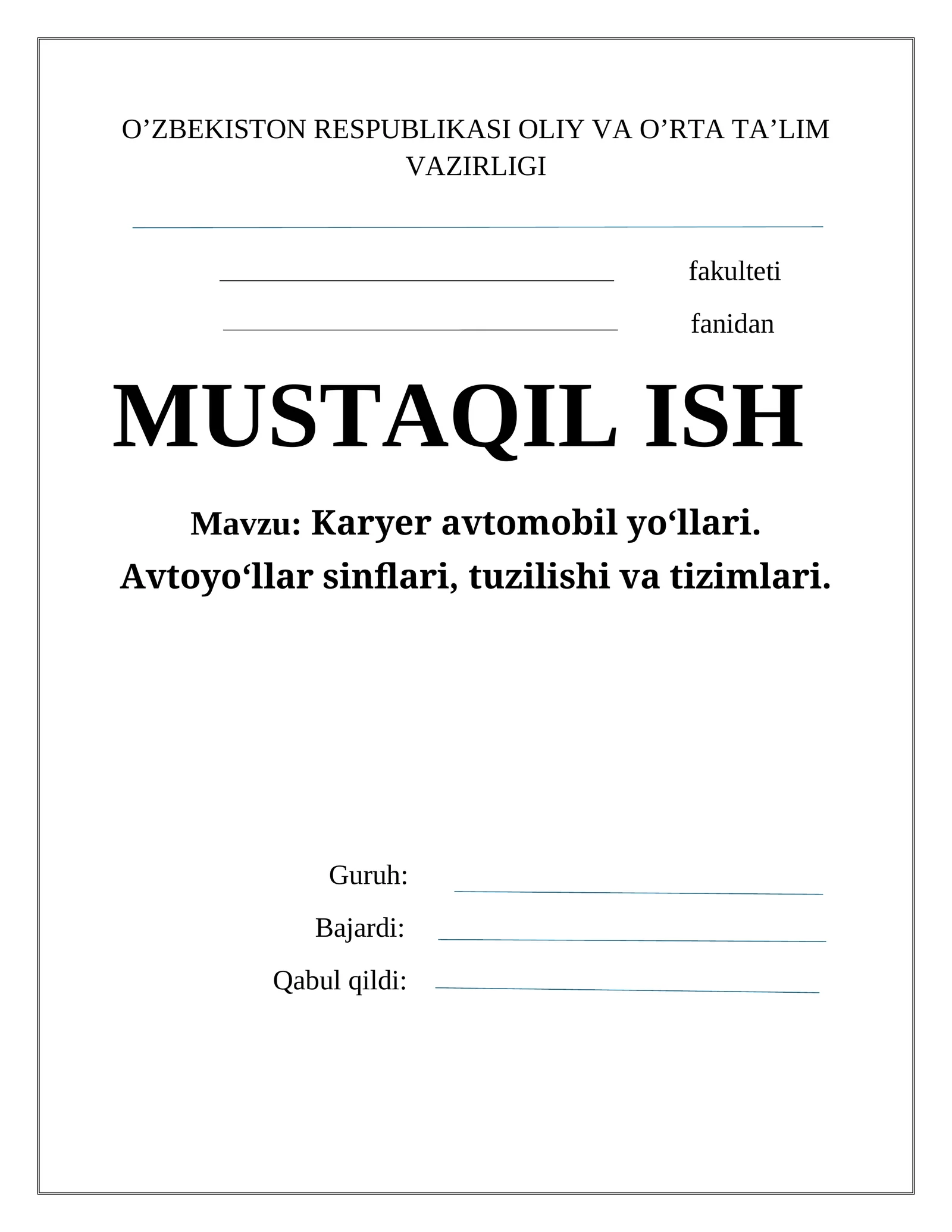 Karyer avtomobil yo‘llari