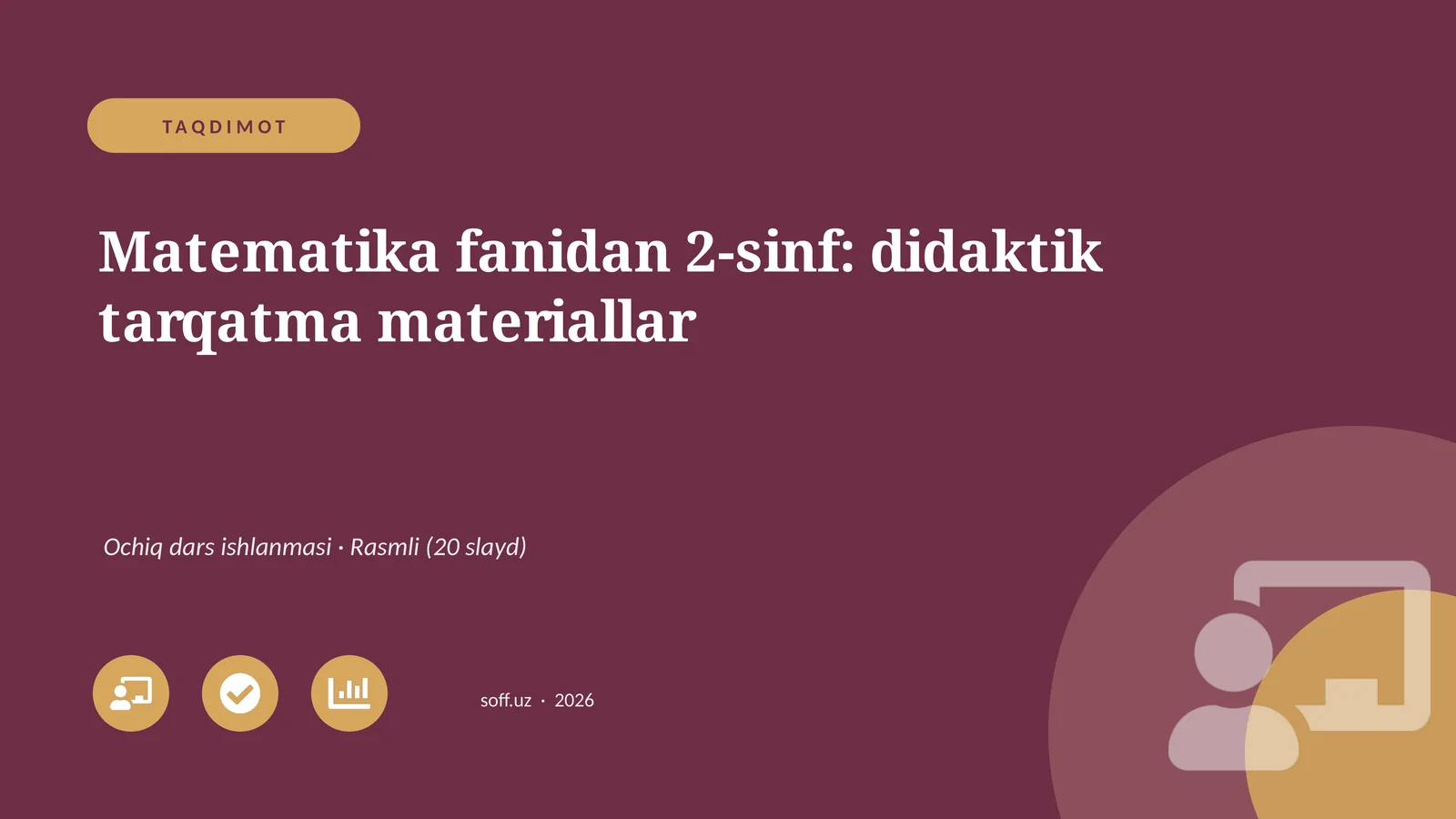 Matematika fanidan 2-sinf: didaktik tarqatma materiallar