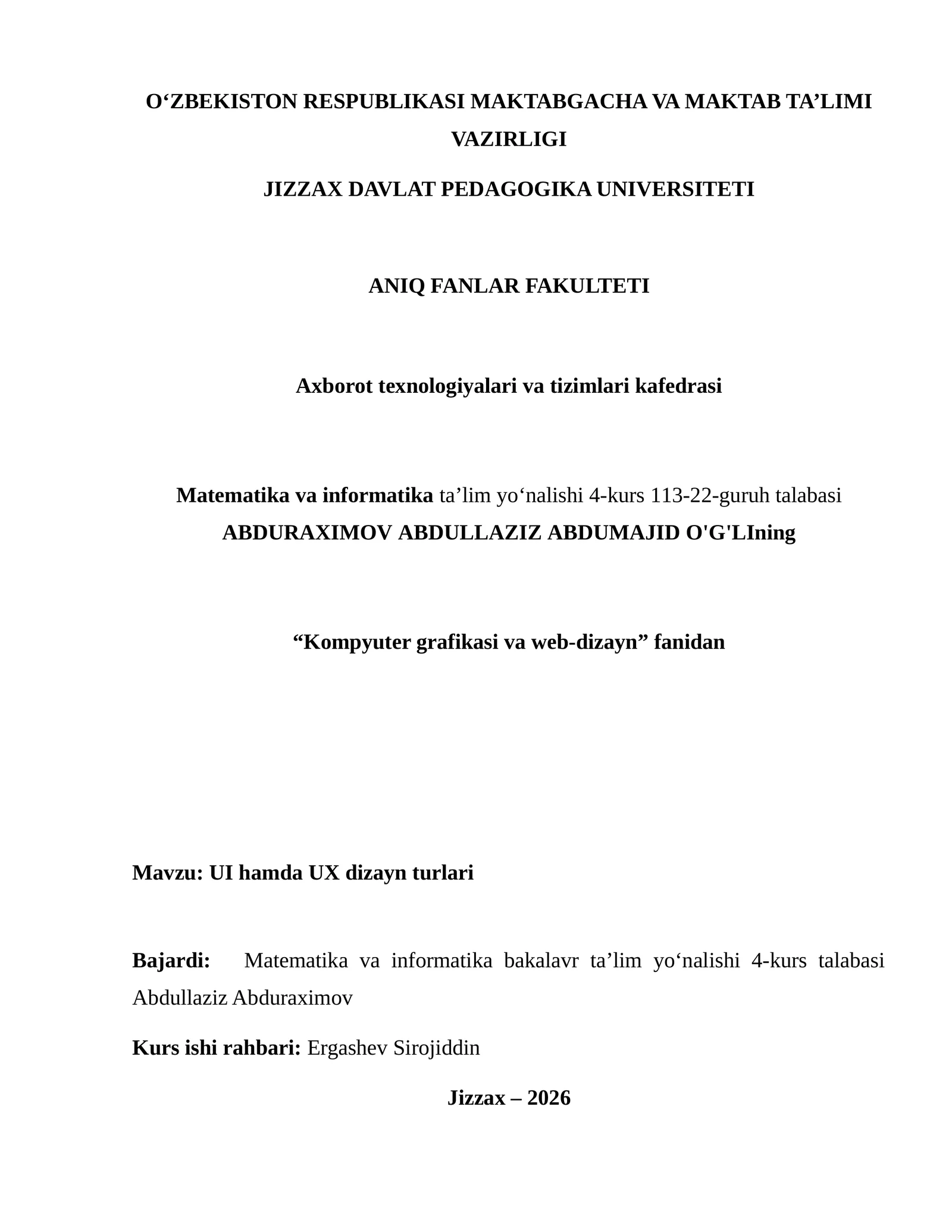Kompyuter grafikasi va web-dizayn