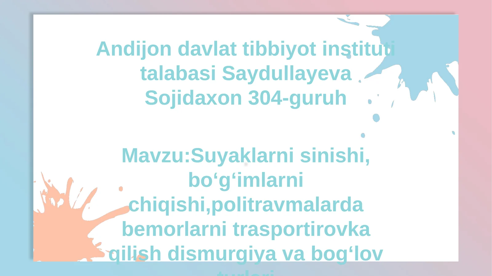 Travmatologiya Inson A'zolari va To'qimalari