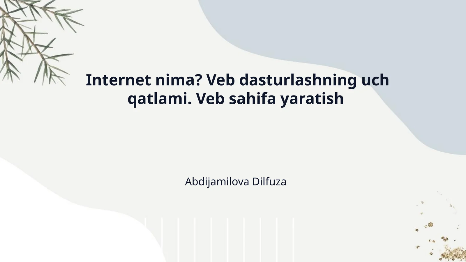 Internet nima? Veb dasturlashning uch qatlami. Veb sahifa yaratish