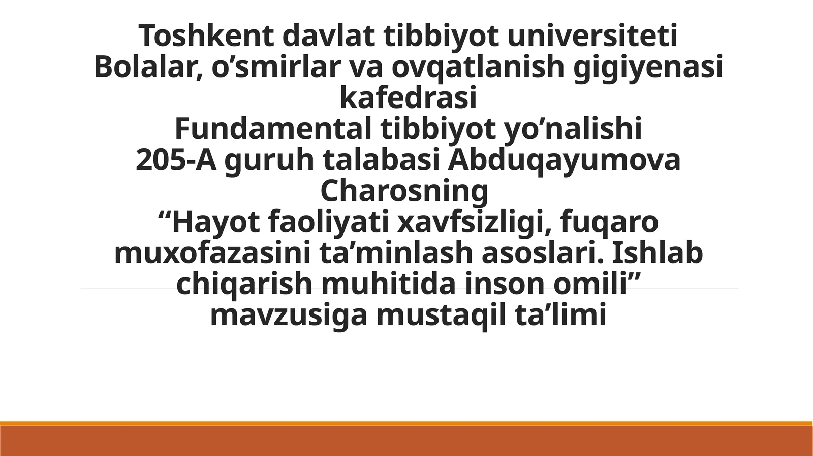 Toshkent Davlat Tibbiyot Universiteti Bolalar Giyohvandlikgan Ijtimoiy Yozuvlari Asarlari Mavzusi