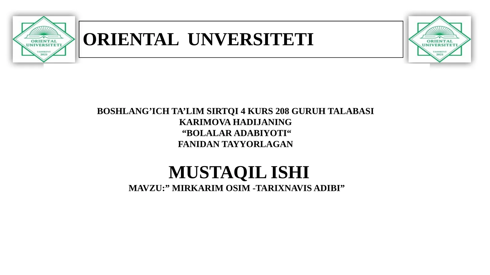 MIRKARIM OSIM -TARIXNAVIS ADIBI