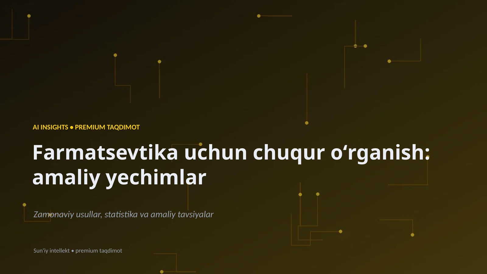 Farmatsevtika uchun chuqur oʻrganish: amaliy yechimlar