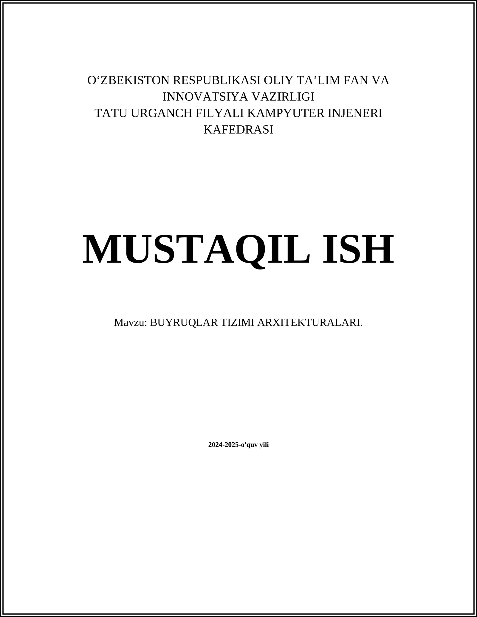 BUYRUQLAR TIZIMI ARXITEKTURALARI