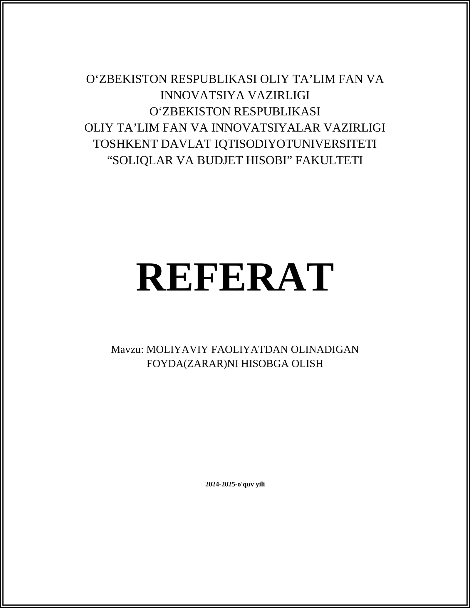 Olinadigan foyda tushunchasi