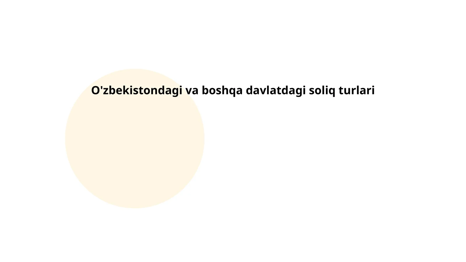 O'zbekistondagi va boshqa davlatdagi soliq turlari