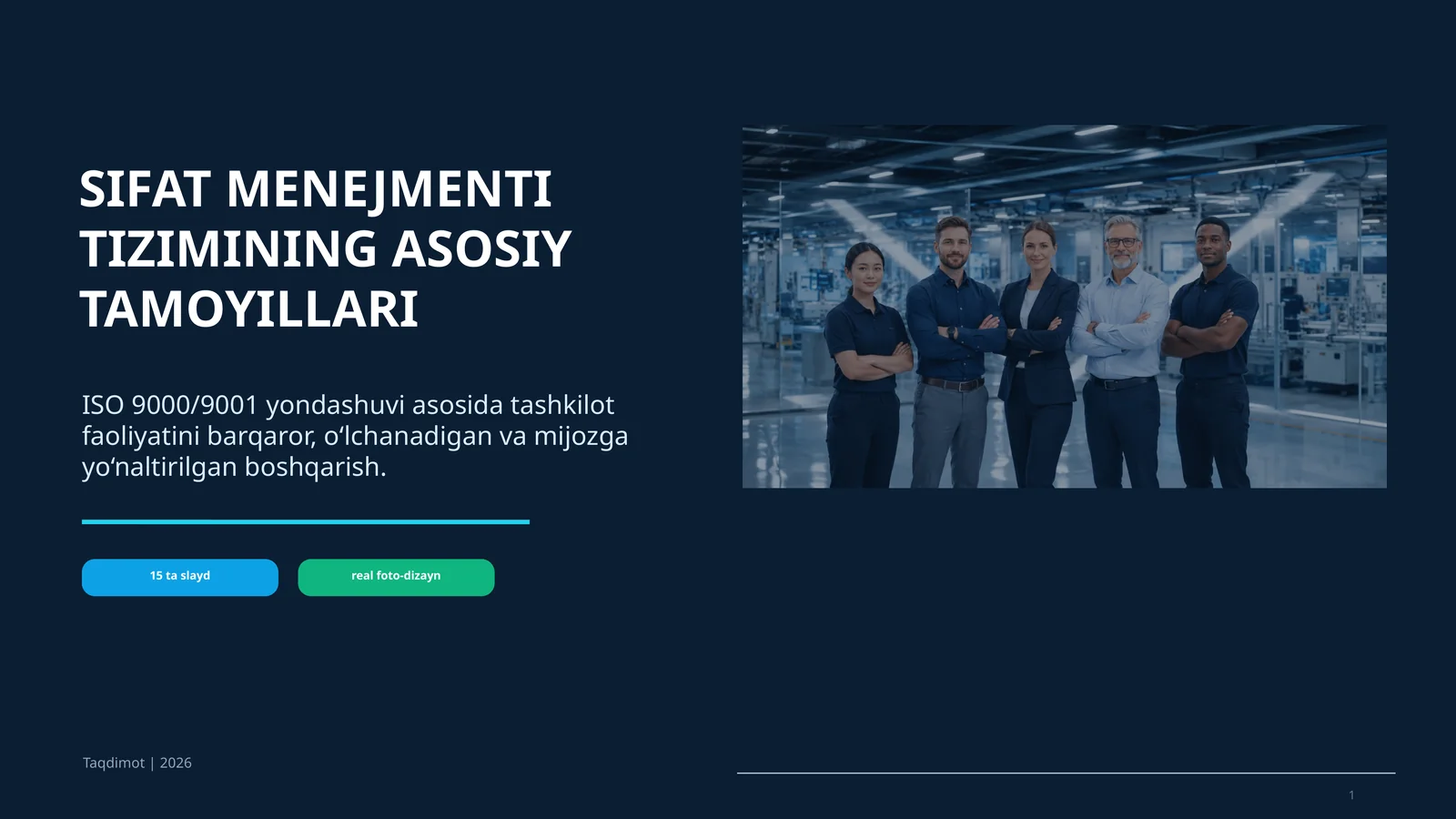 SIFAT MENEJMENTI TIZIMINING ASOSIY TAMOYILLARI