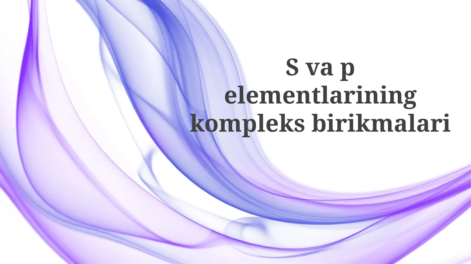 s va p elementlarining kompleks birikmalari