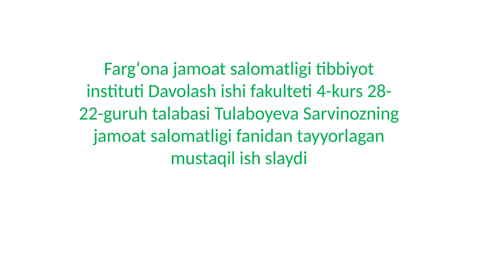 SALOMATLIK NING SHAKLLANTIRISHI