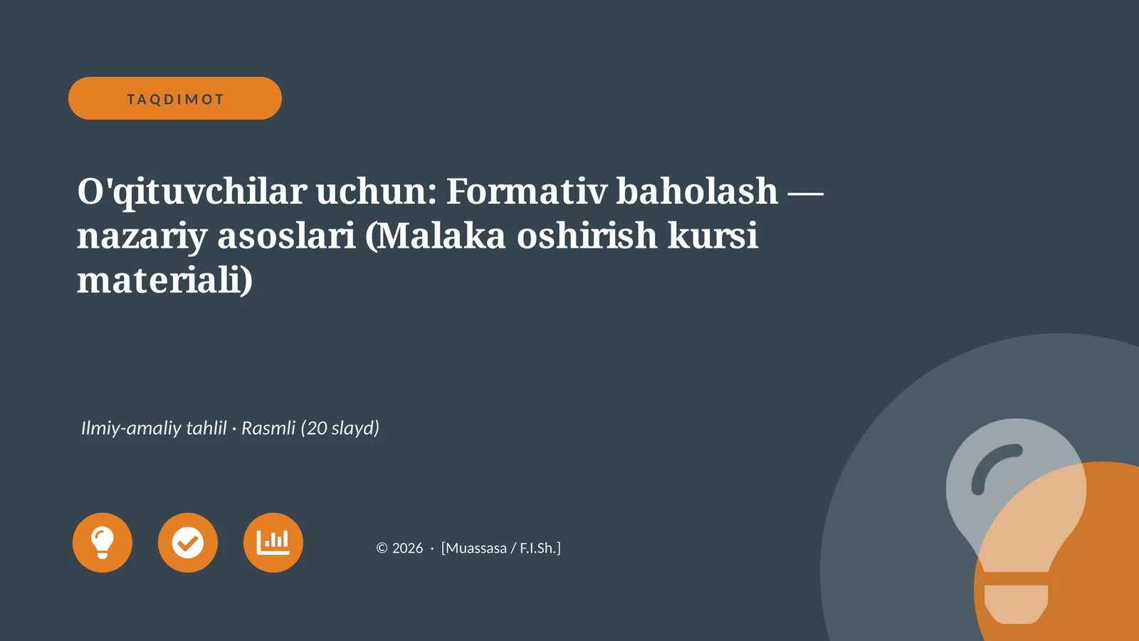 Formativ baholash — nazariy asoslari (Malaka oshirish kursi materiali)