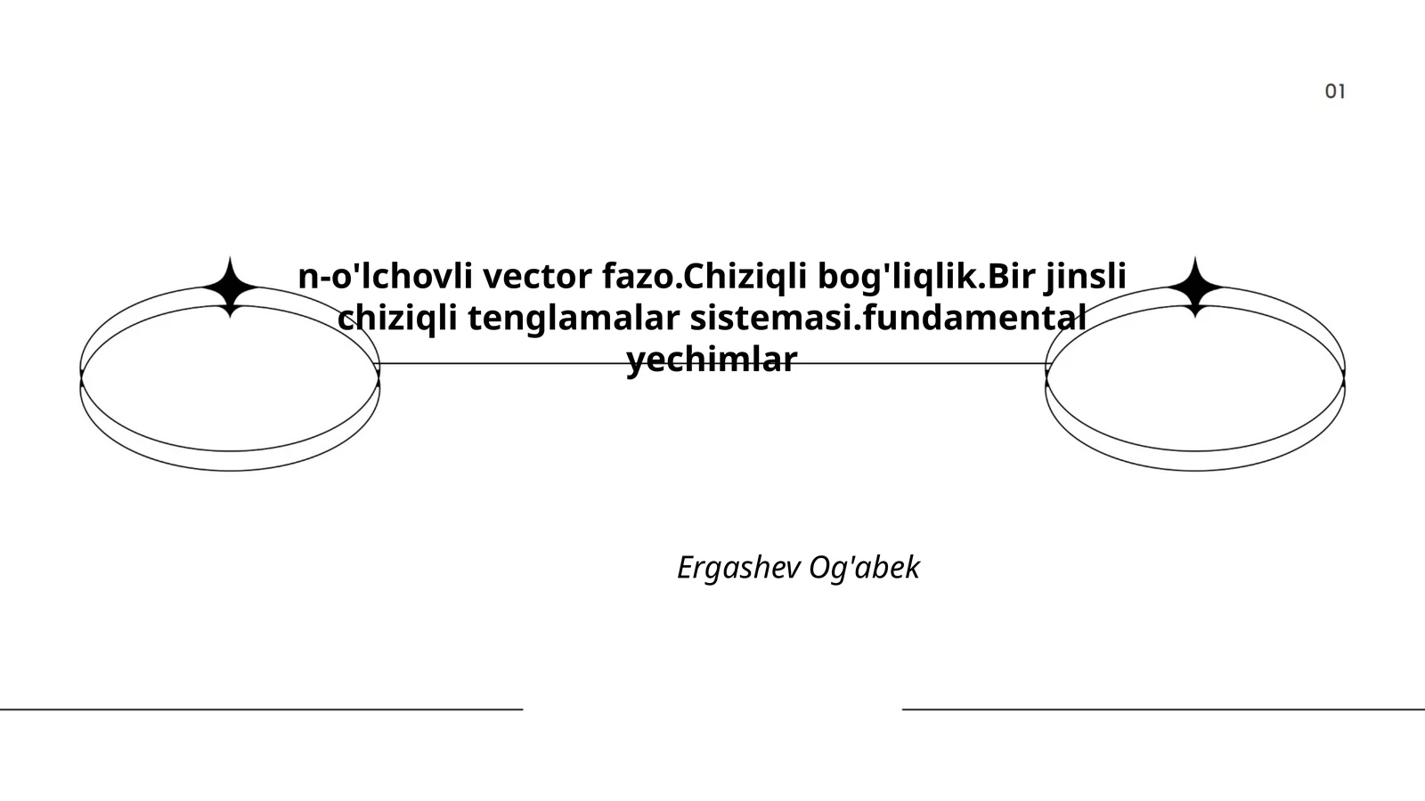 n-o'lchovli vector fazo.Chiziqli bog'liqlik.Bir jinsli chiziqli tenglamalar sistemasi.fundamental yechimlar