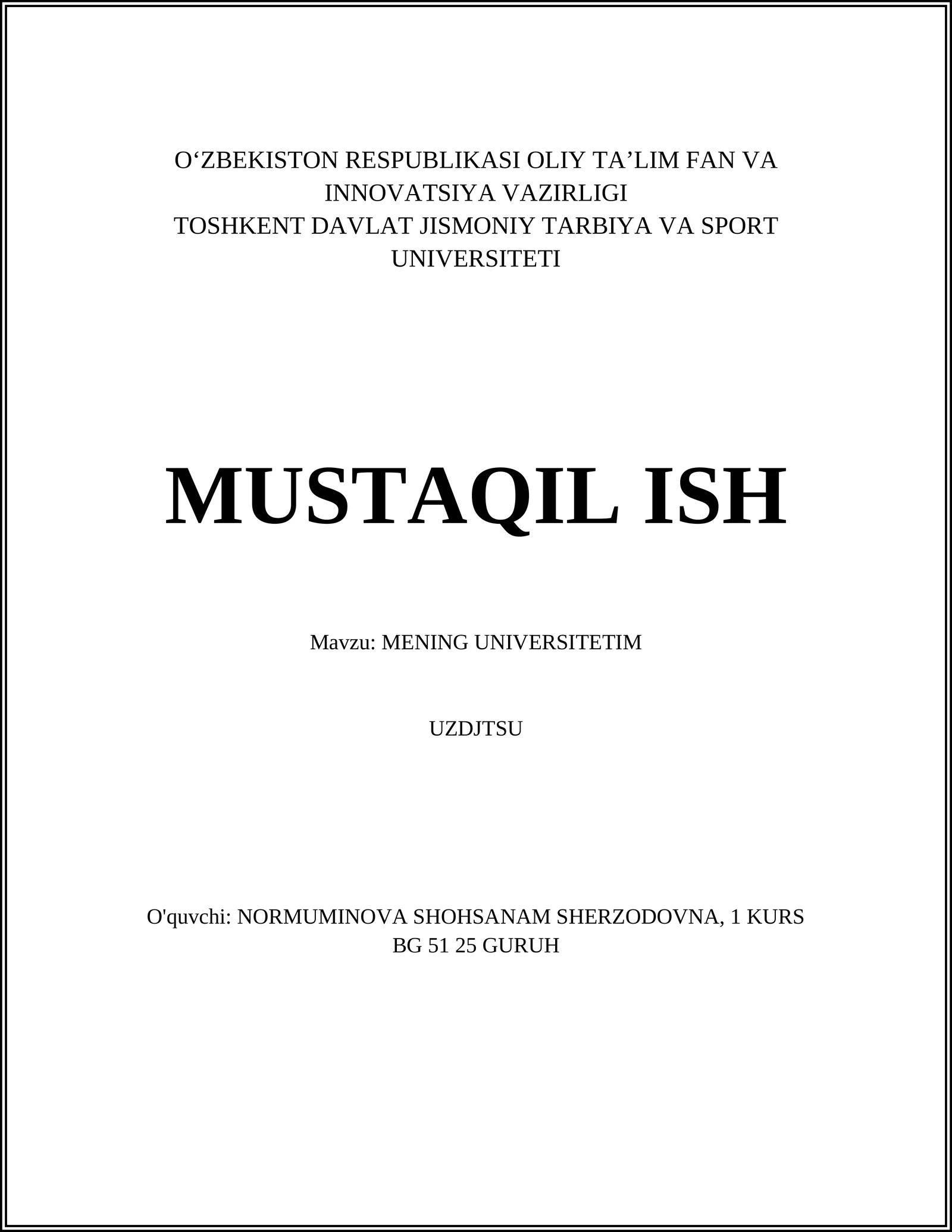 Mening universitetim UZDJTSU