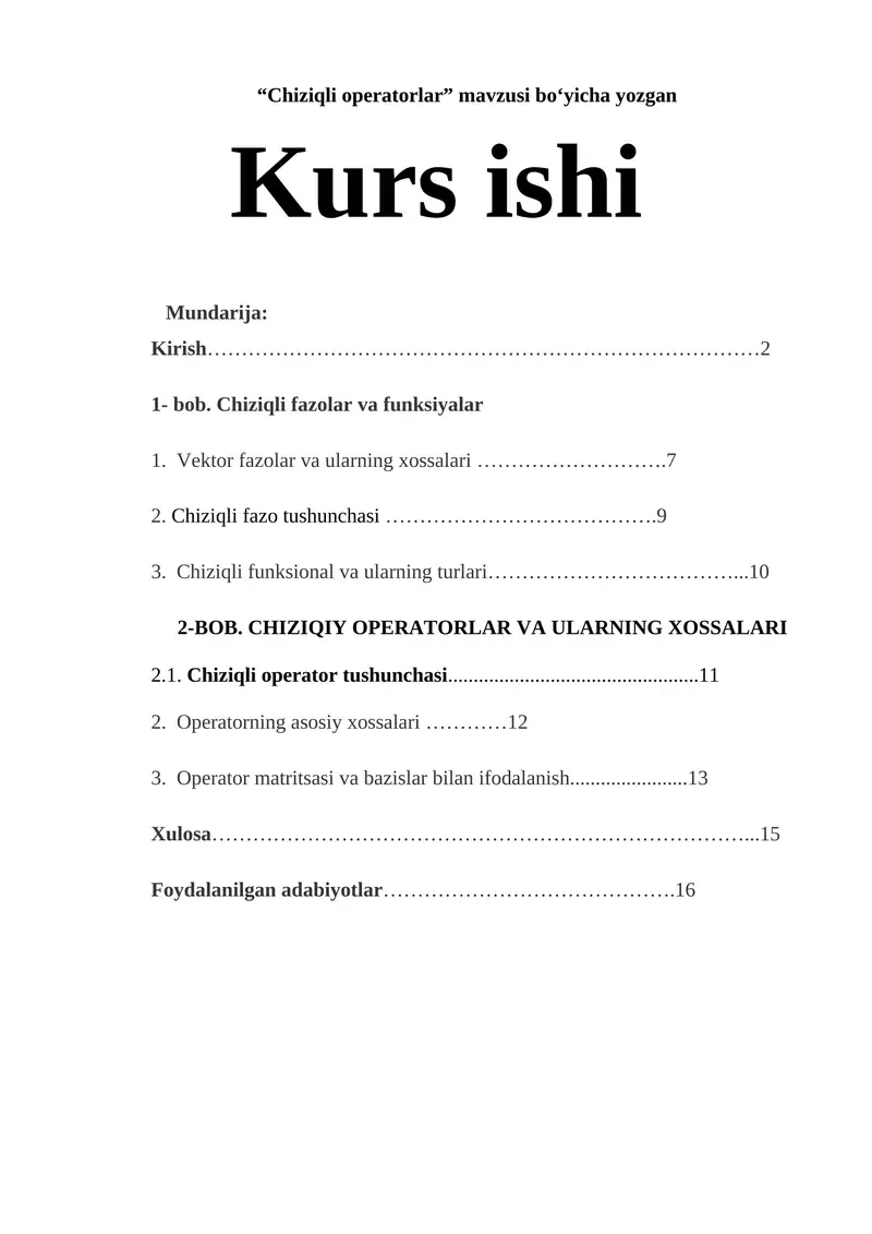 Chiziqli operatorlar