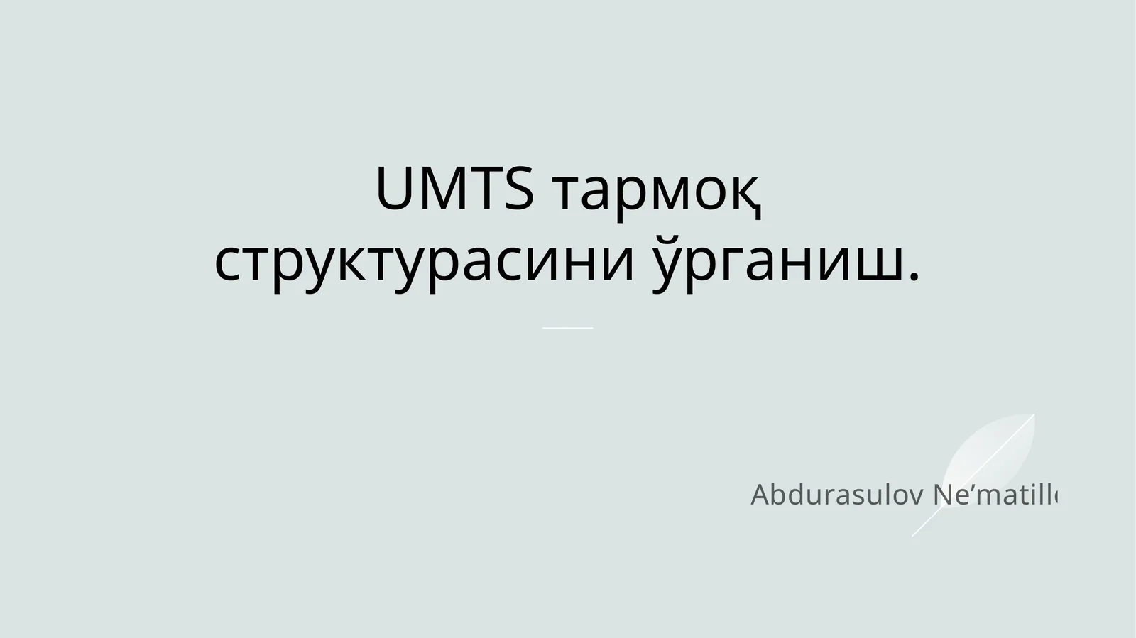 UMTS тармоқ структурасини ўрганиш.