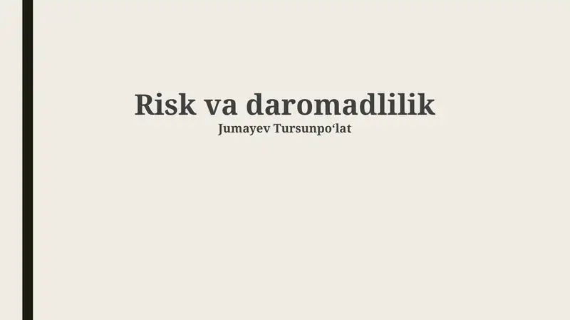 Risk va daromadlilik