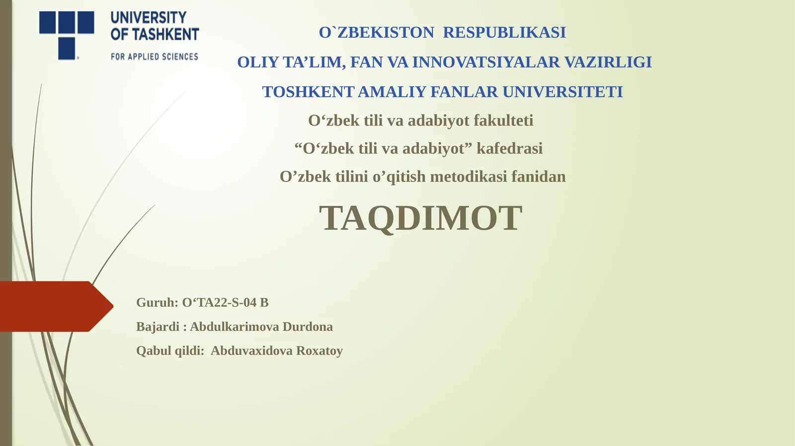 ADABIYOT SABOQLARIDA SHARHLI O’QISH