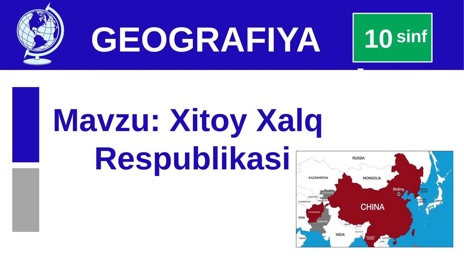 Xitoy Xalq Respublikasi 10-sinf GEOGRAFIYA