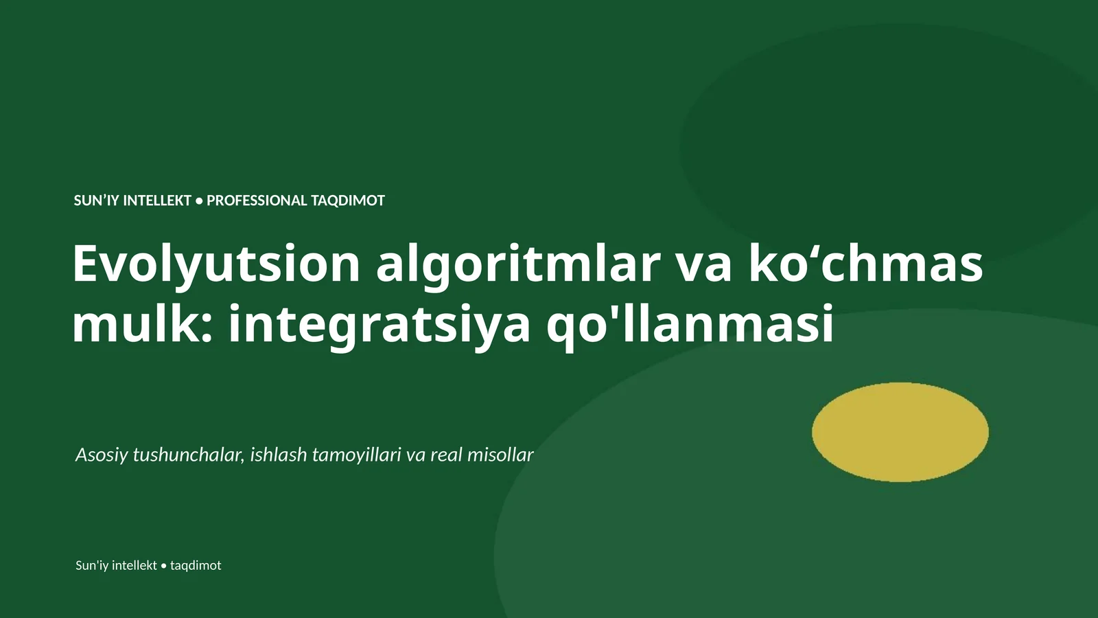 Evolyutsion algoritmlar va koʻchmas mulk: integratsiya qo'llanmasi