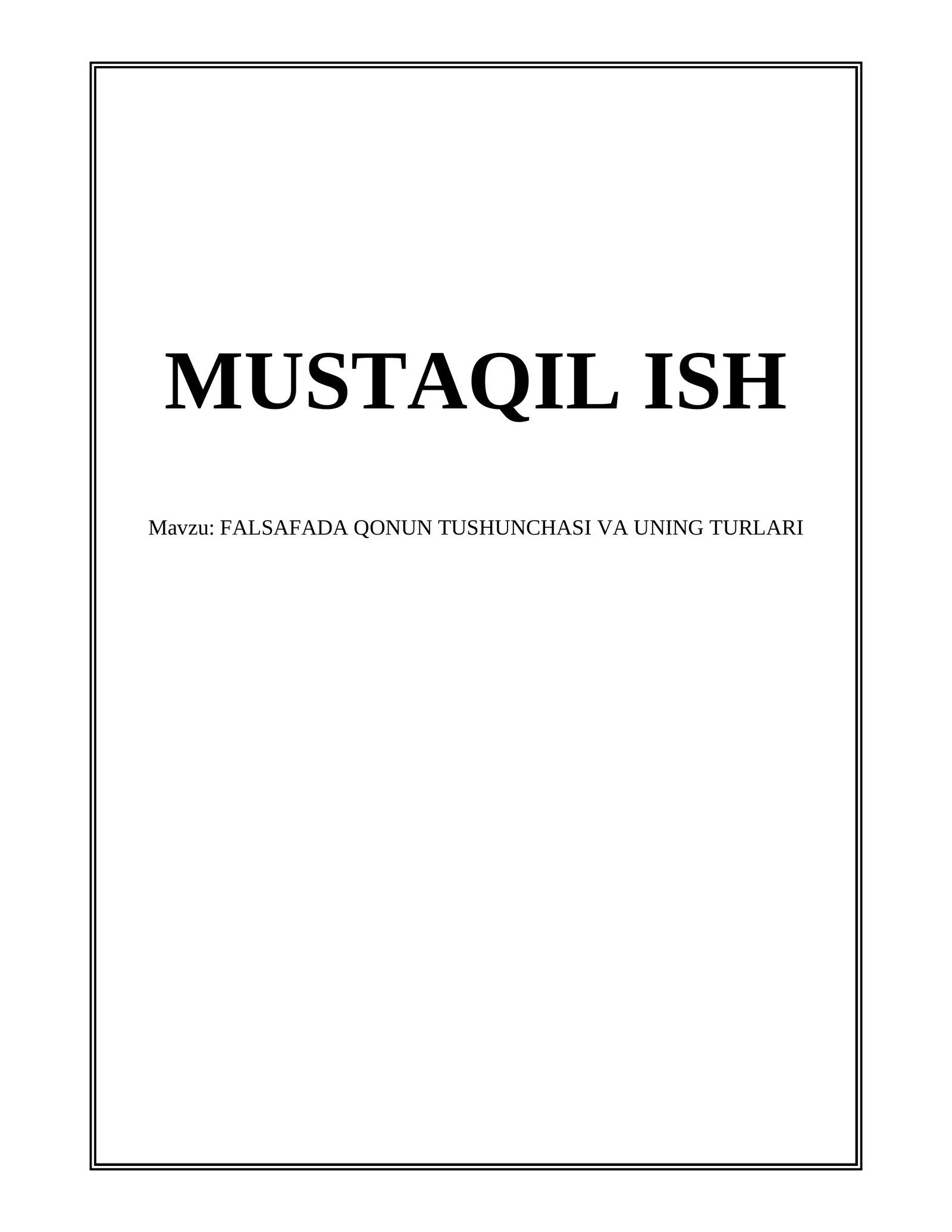 FALSAFADA QONUN TUSHUNCHASI VA UNING TURLARI