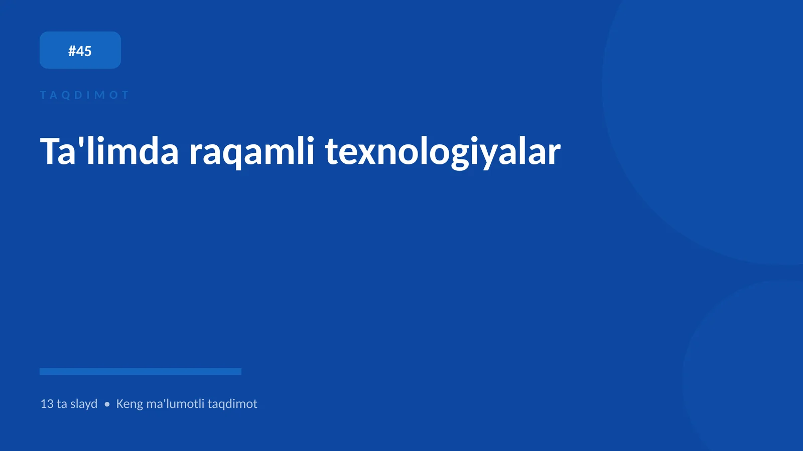 Ta'limda raqamli texnologiyalar