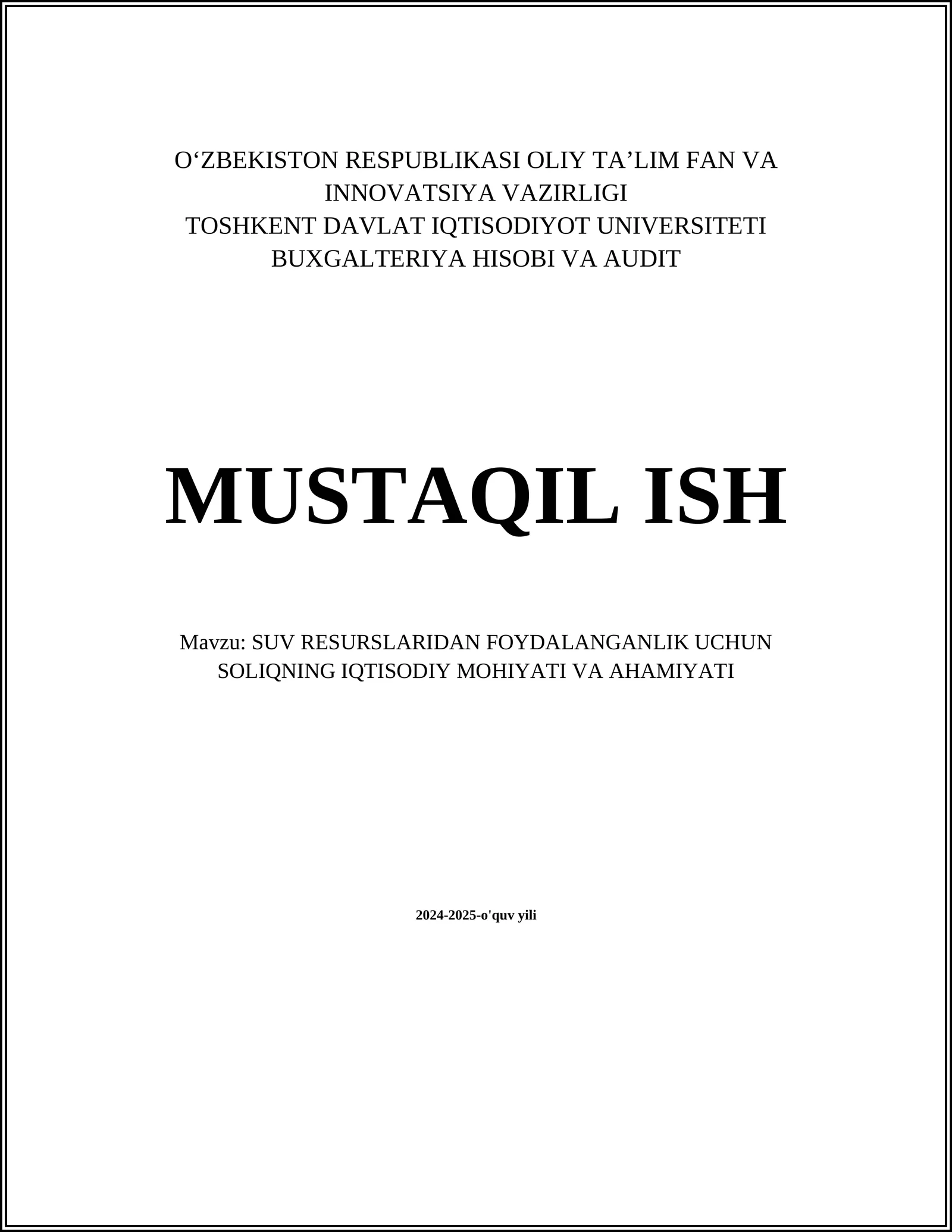 SOLIQNING IQTISODIY MOHIYATI VA AHAMIYATI