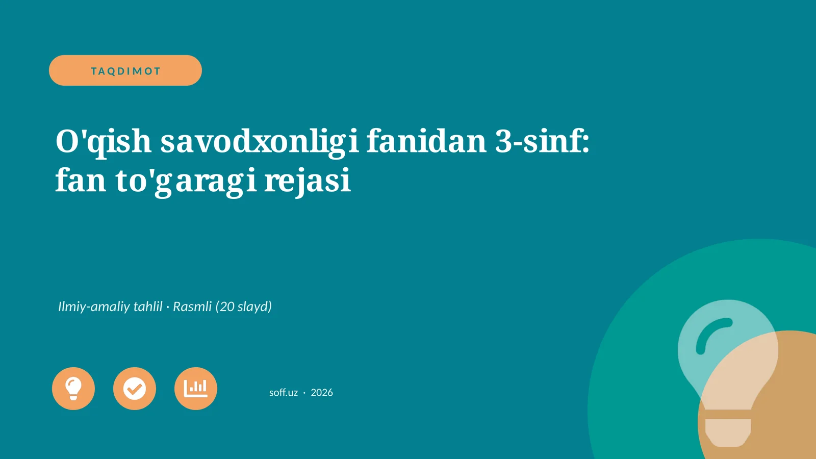O'qish savodxonligi fanidan 3-sinf: fan to'garagi rejasi