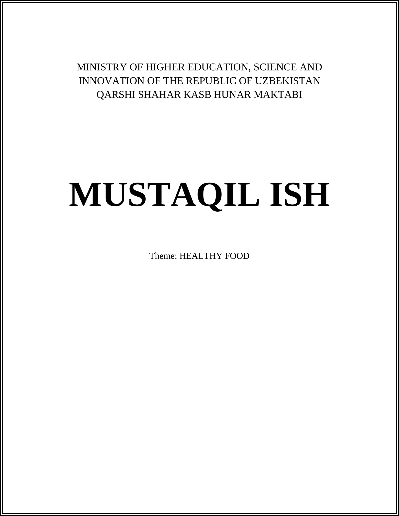 QARSHI SHAHAR KASB HUNAR MAKTABI - HEALTHY FOOD themed course