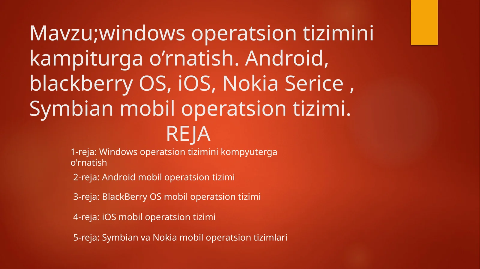 windows operatsion tizimini kampyuterga o’rnatish