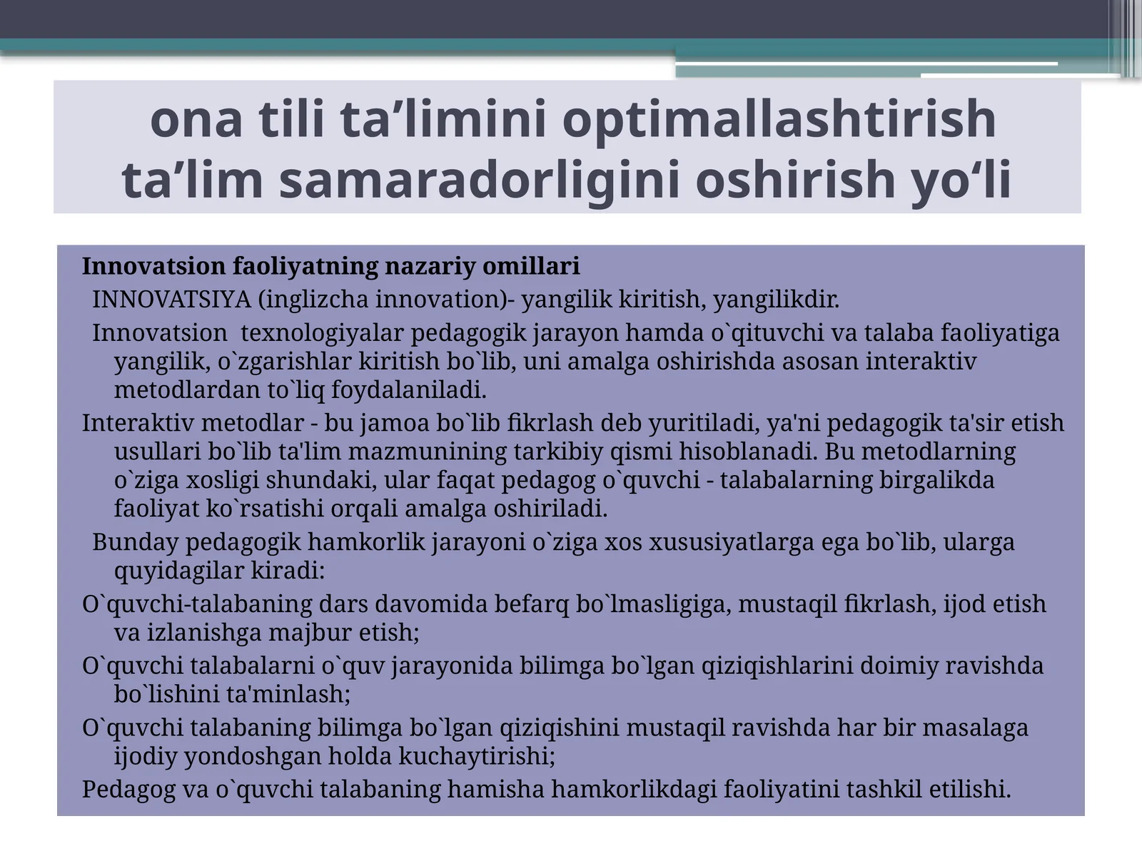 onatilitaʼliminioptimallashtirishtaʼlimsamaradorliginioshirishyo‘li