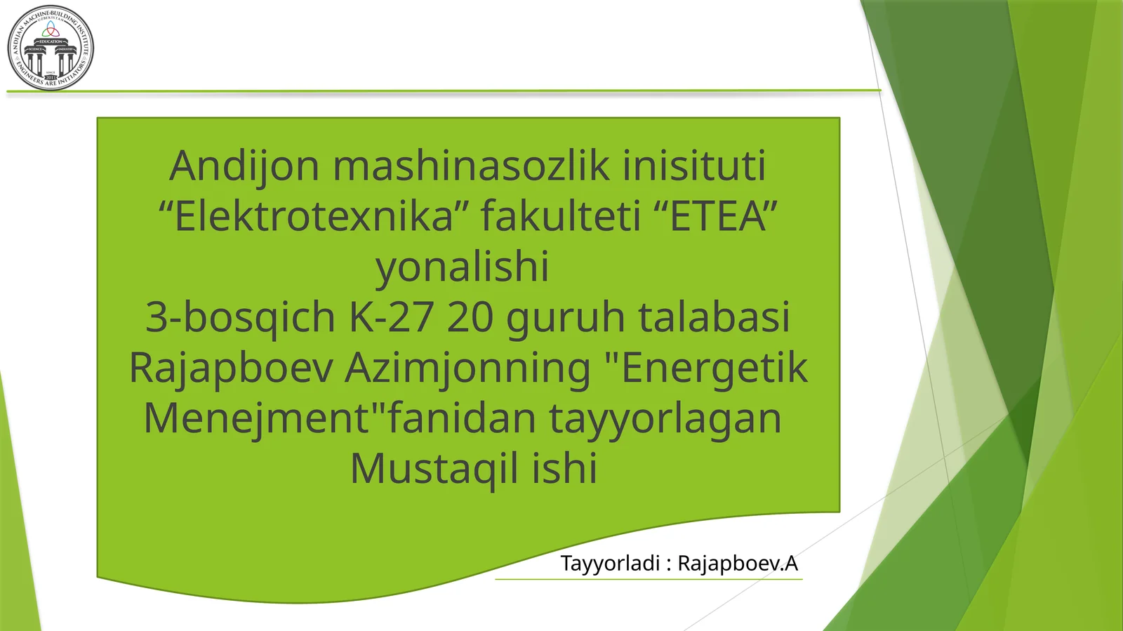 Past quvvatli sinxron dvigatelining energiya tejamkorligini tadqiq qilish