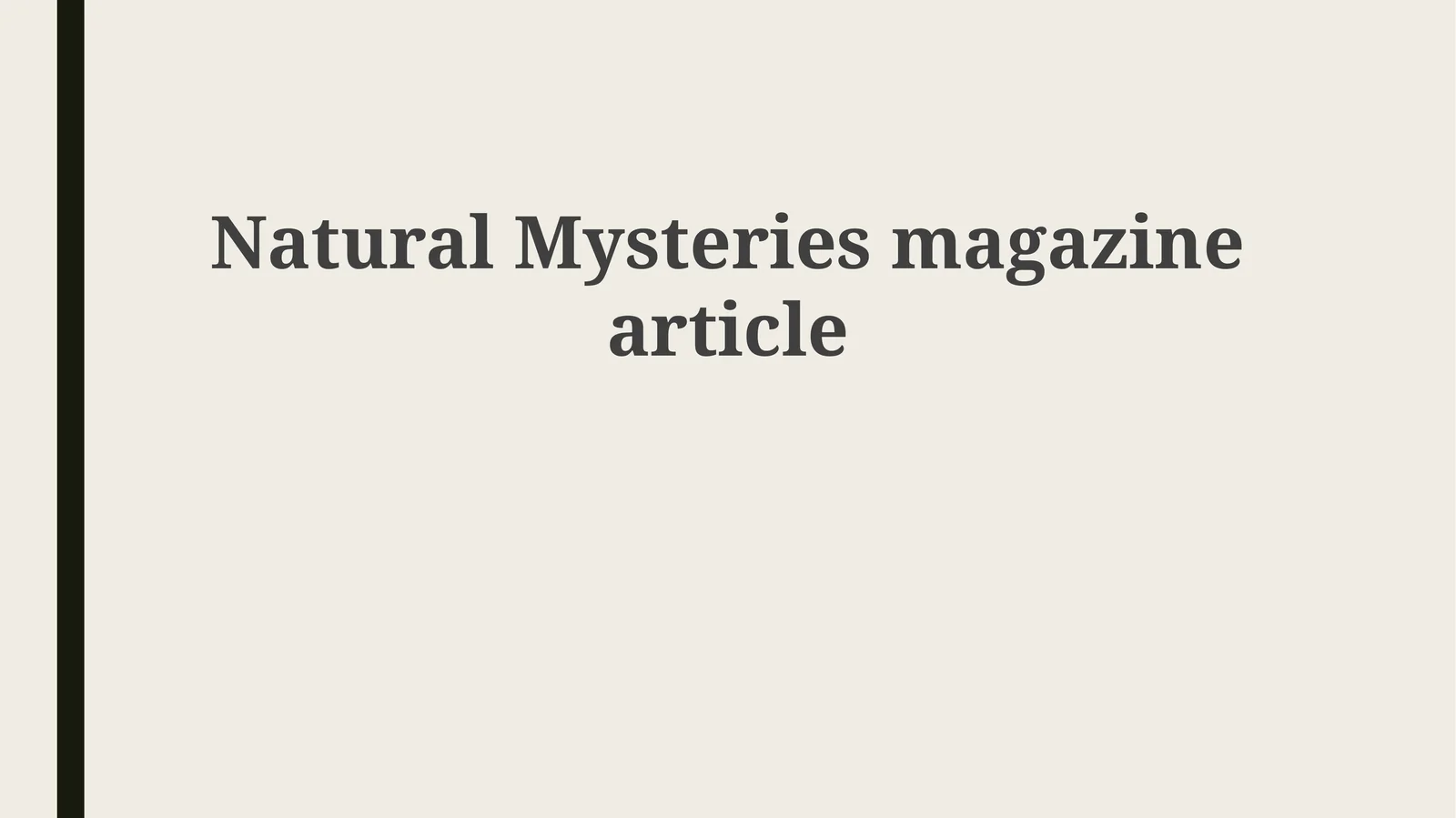 Natural Mysteries magazine article