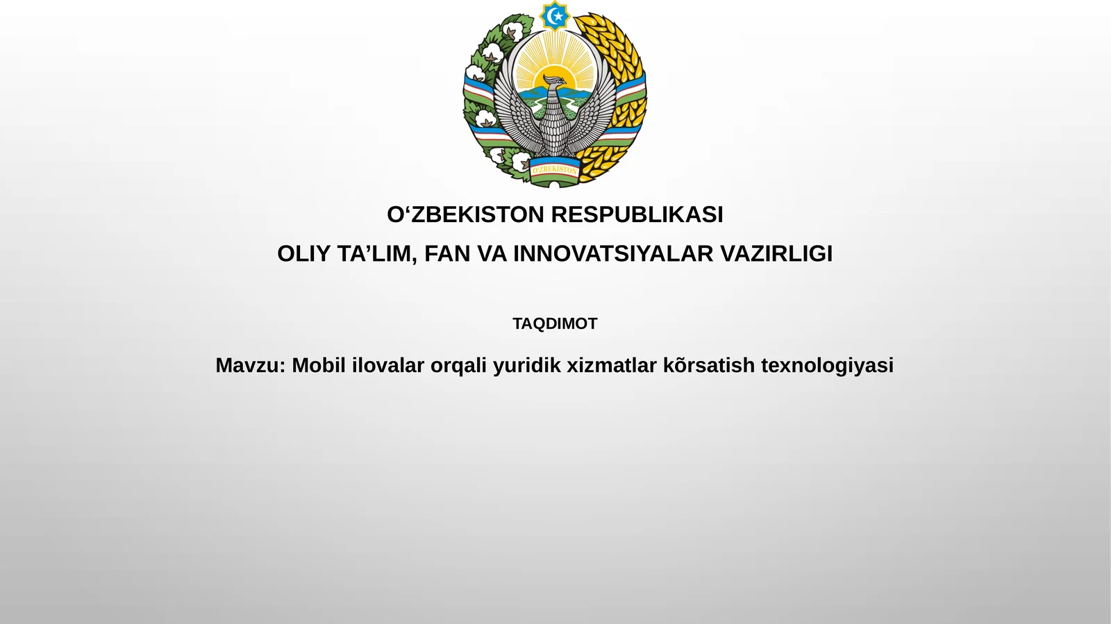 Mobil ilovalar orqali yuridik xizmatlar ko'rsatish texnologiyasi