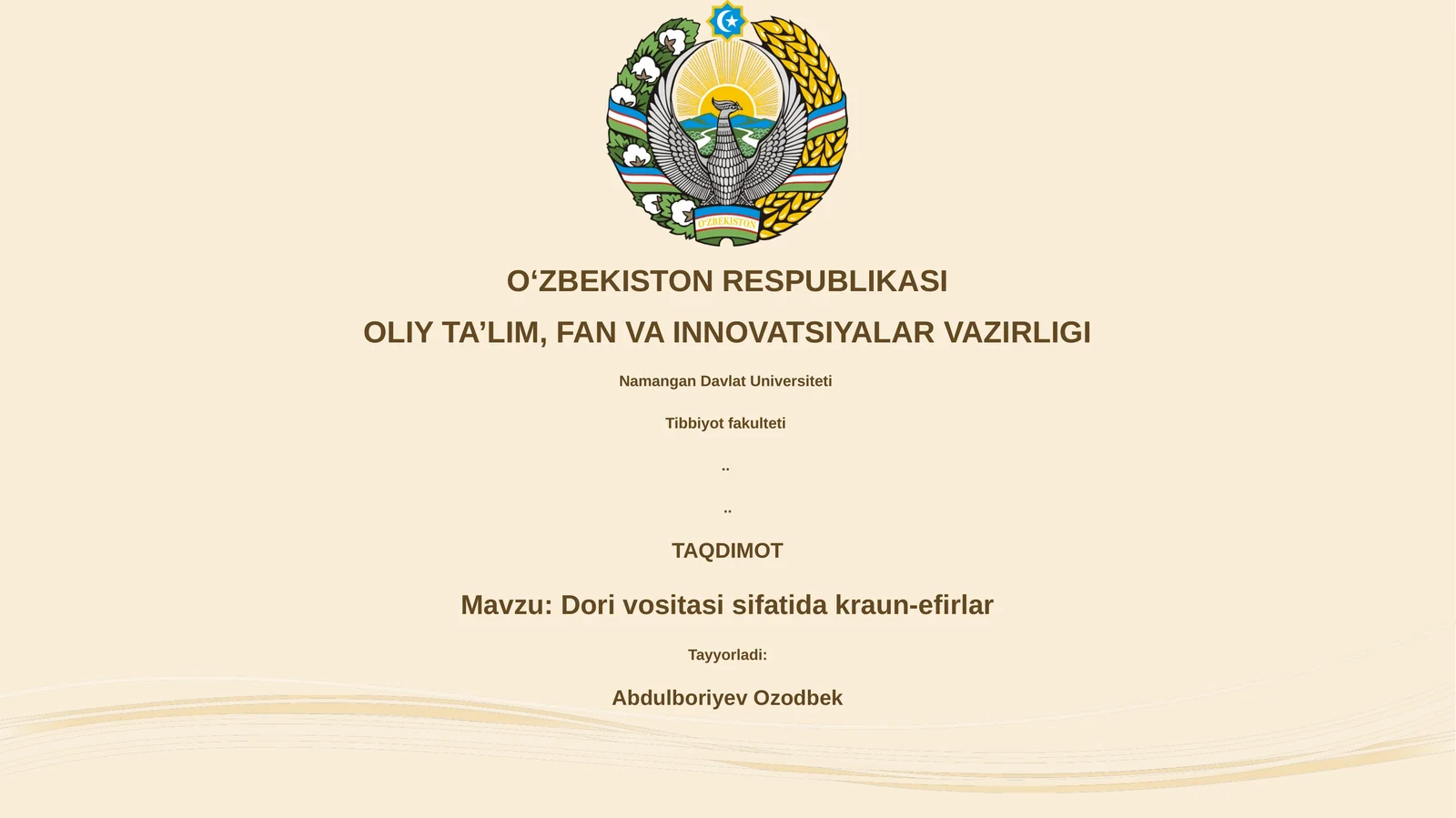 Dori vositasi sifatida kraun-efirlar