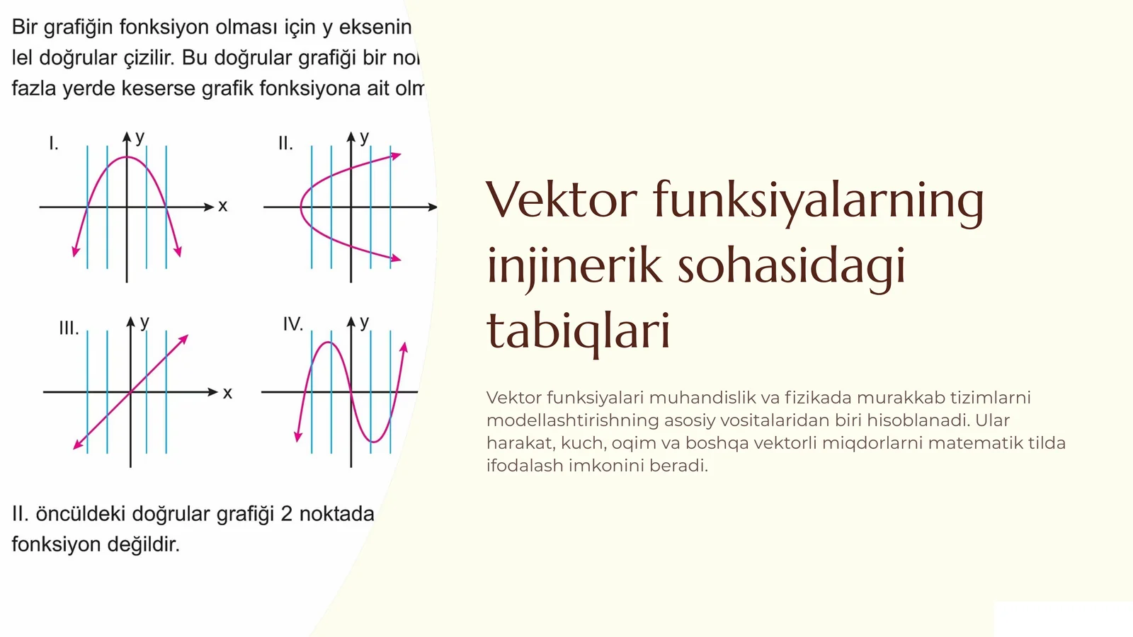 Vektor funksiyalarining injinerik sohasidagi tabiqlari