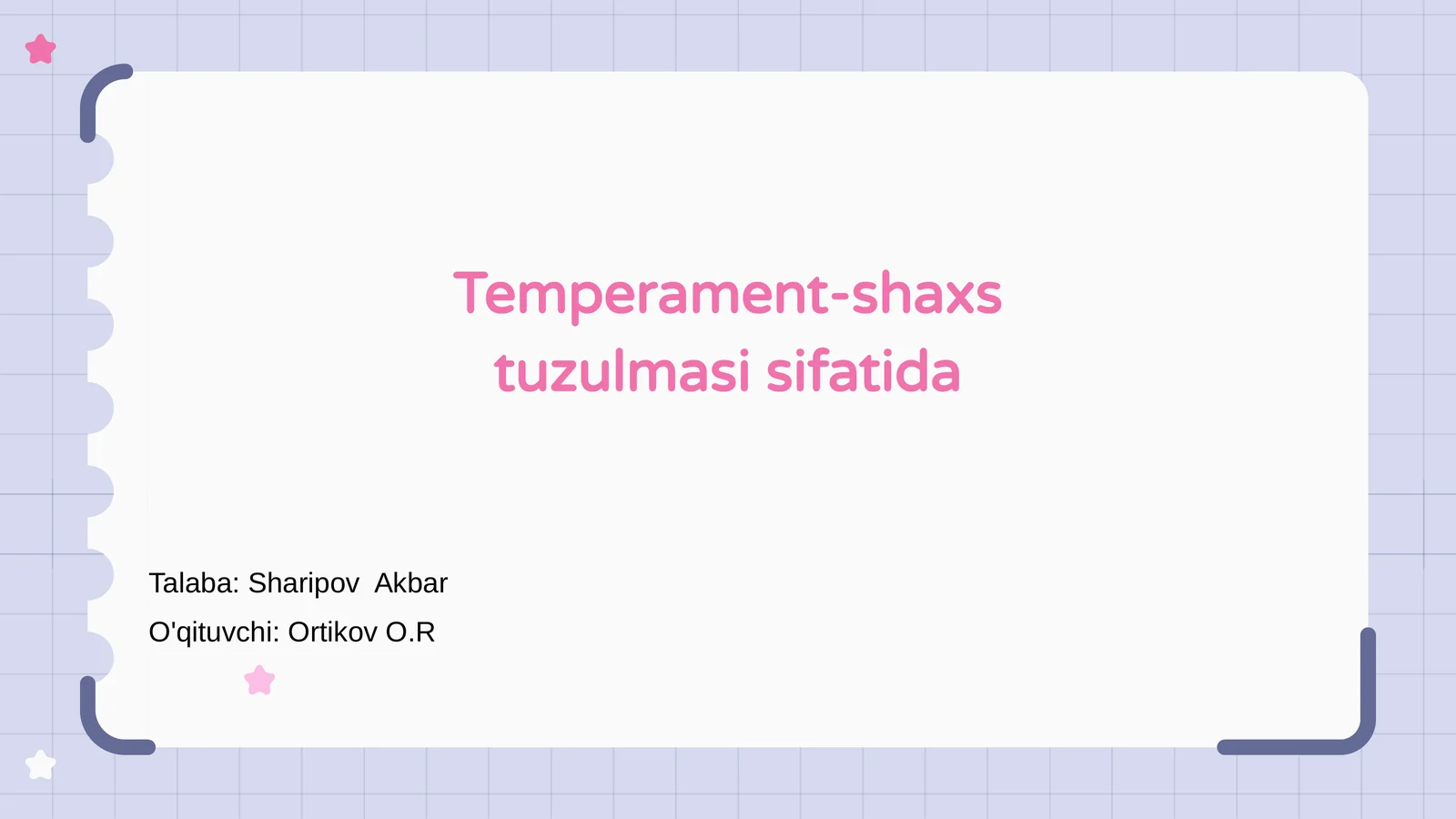 Temperament-shaxs tuzulmasi sifatida