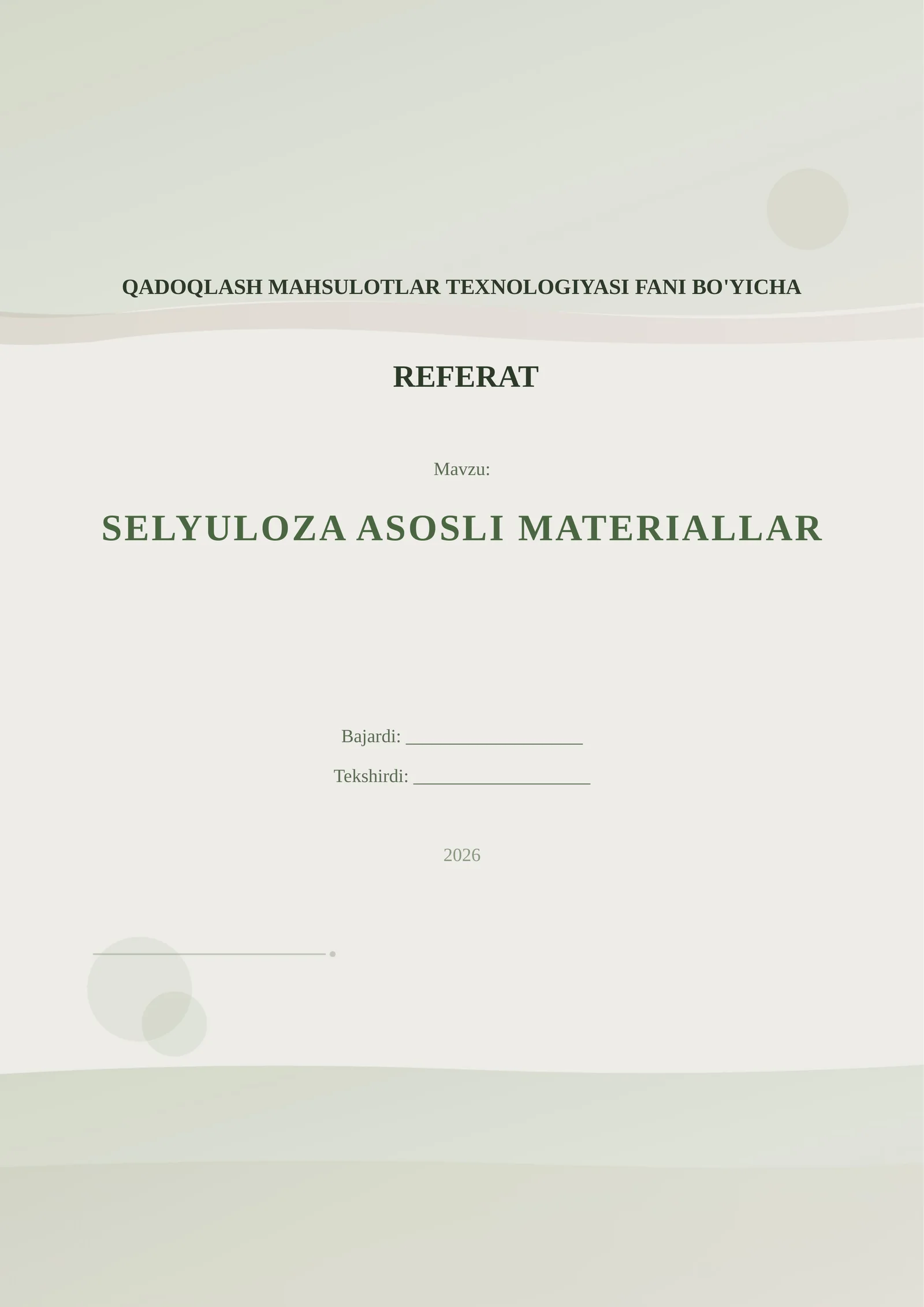 SELYULOZA ASOSLI MATERIALLAR