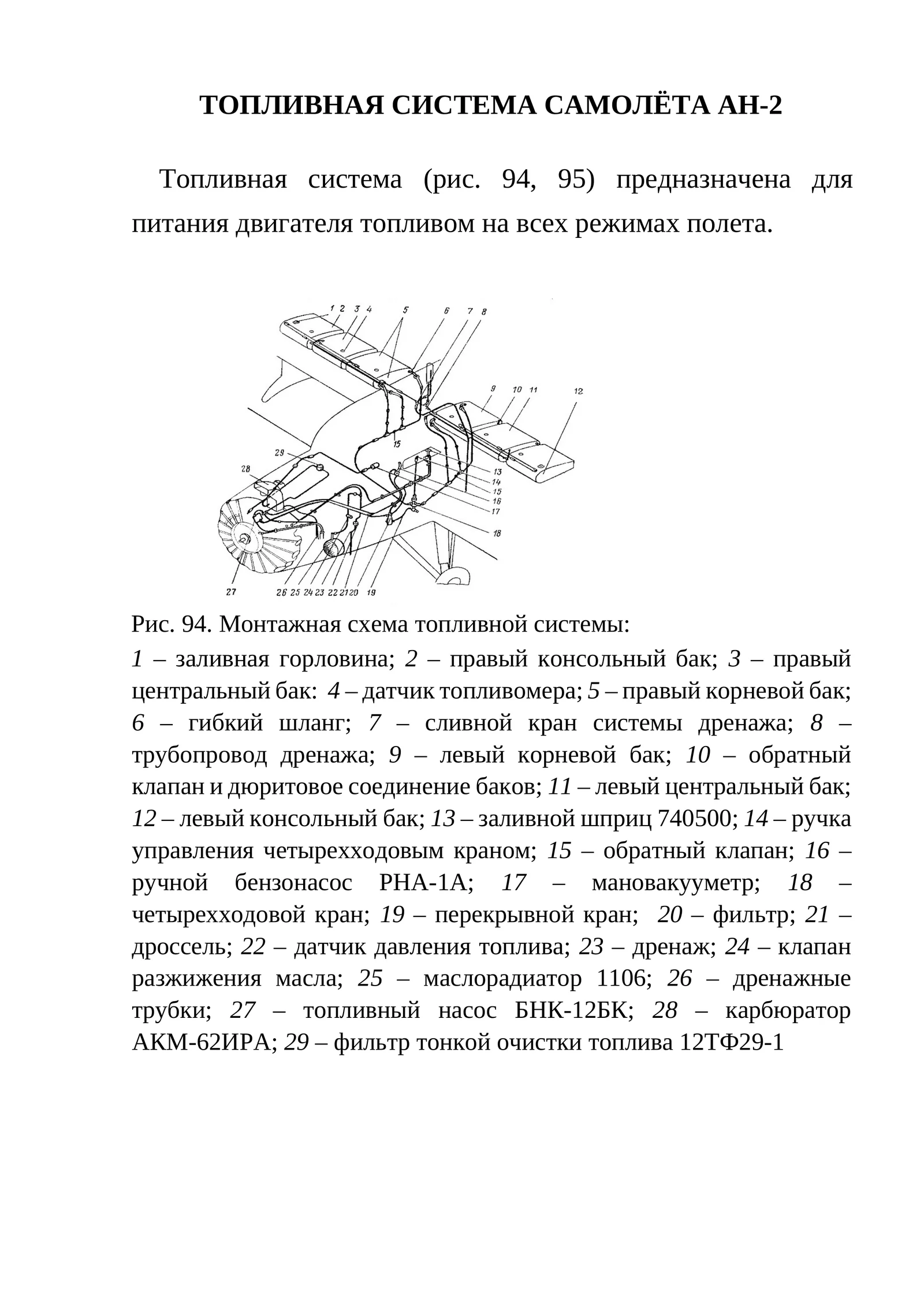Топливная система самолета Ан-2