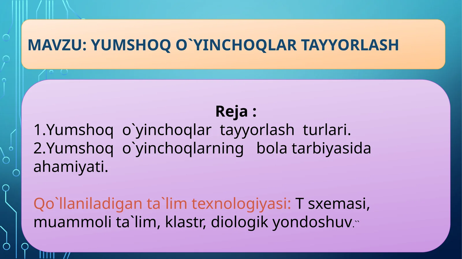 YUMSHOQO`YINCHOQLARTAYYORLASH