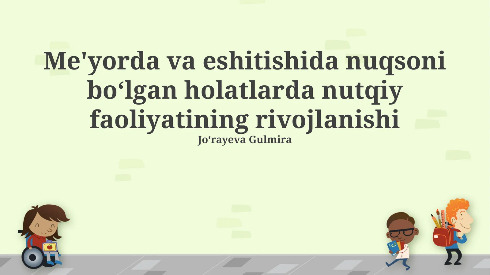 Me'yorda va eshitishida nuqsoni boʻlgan holatlarda nutqiy faoliyatining rivojlanishi