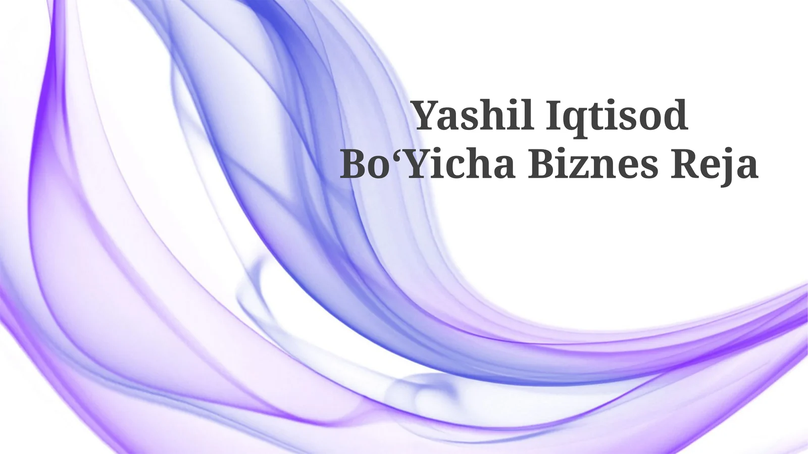 Yashil Iqtisod BoʻYicha Biznes Reja