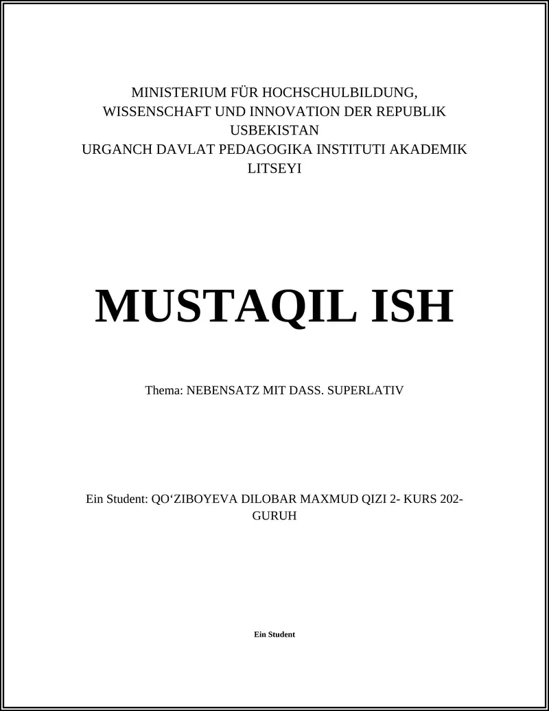 NEBENSATZ MIT DASS. SUPERLATIV